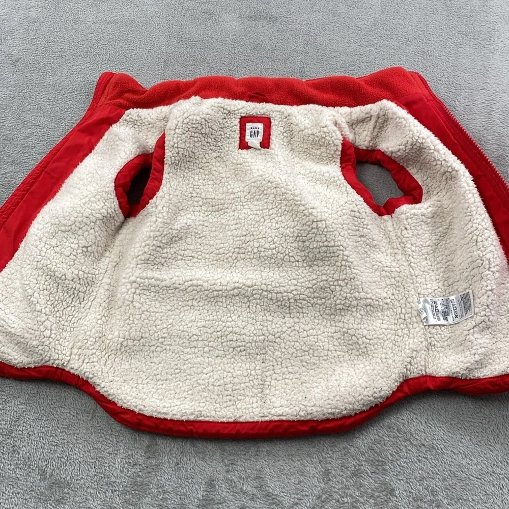 Gap‎ 4 Toddler Kids Red Puffer Sherpa Lined Full Zip Vest
